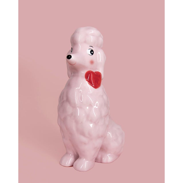Pink Ceramic Poodle With Heart Contemporary Dog Still Life Photograph, 8x10 In For Sale