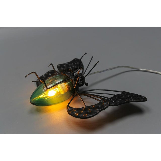 Mid-Century Modern Metal and Green Murano Glass Wall Lamp Butterfly, Italy, 1960s For Sale - Image 11 of 18