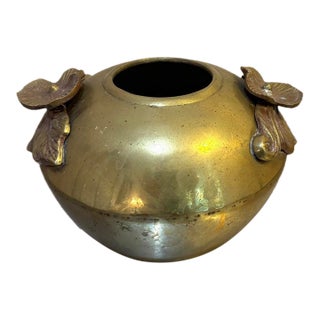 1970s Heavy Brass Tapered Flower-Side Planter / Vase For Sale