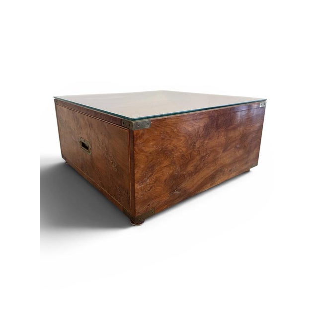 Burr Maple Campaign Drawers with Brass Motifs, 1970, Set of 2 For Sale - Image 11 of 18