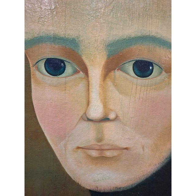 Textile Monique Passicot 1984 Oil Painting " Portrait of Nobody ", Framed For Sale - Image 7 of 11