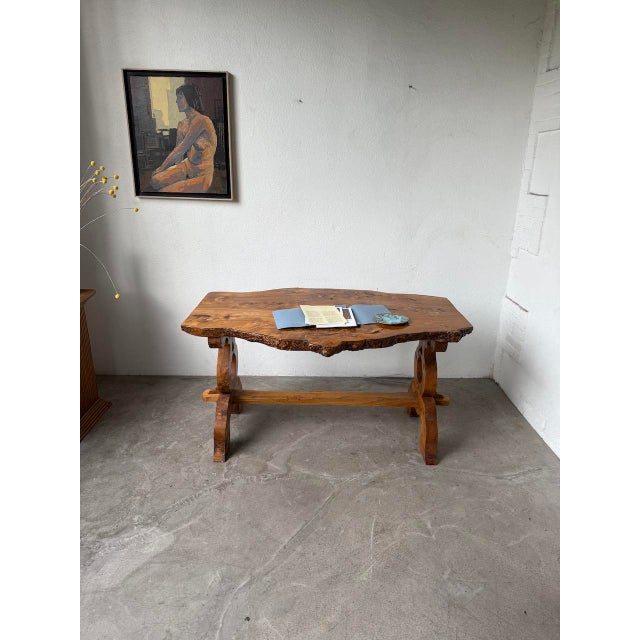 Folk Art Handcrafted Elm Table, 1950s For Sale - Image 14 of 18