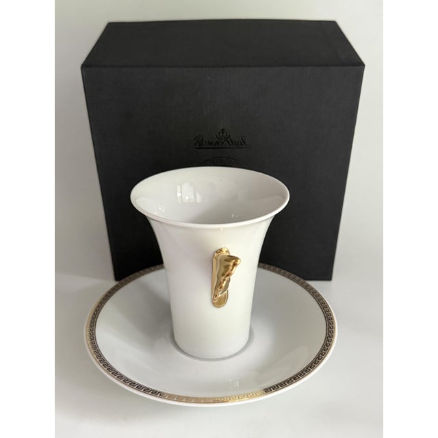 Coffee cup 0.18 L with saucer 14.8 cm VERSACE Medallion Meandre D'or This piece has an attribution mark, I am sure that it...