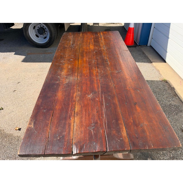 Brown Antique French Oak Country Rustic Dining Table Circa 1800s For Sale - Image 8 of 12