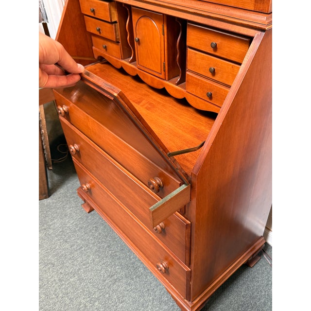 Wood Early American Chippendale Style Secretary Desk For Sale - Image 7 of 14