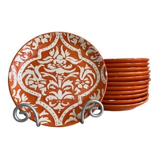 Pottery Barn Orange Baroque Salad Plates- Set of 12 For Sale