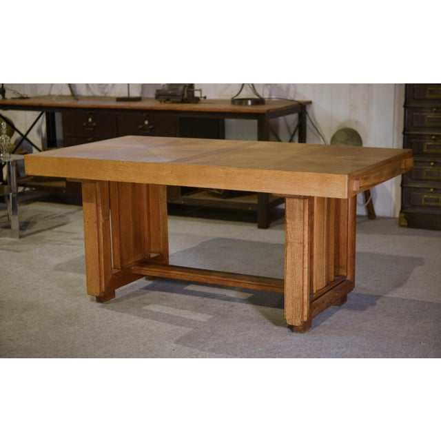 Vintage Art Deco Oak Table by Léon and Maurice Jallot, 1940s For Sale - Image 15 of 15