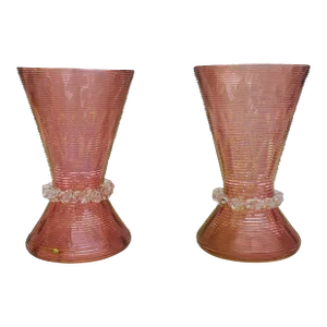 Antique Pink Glass Vessels by Stevens & Williams, a Pair