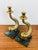 Vintage Antique Dolphin / Fish Brass & Marble Pair of Candle Holders For Sale - Image 4 of 8