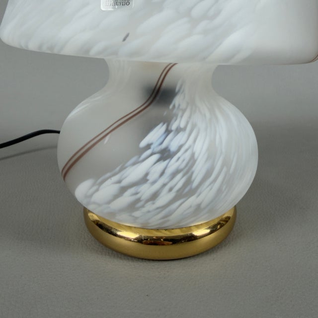 Mushroom Table Lamp in Opaline Murano Glass and Brass, 1970s For Sale - Image 9 of 13