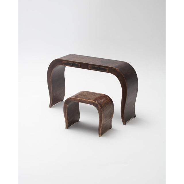 Art Deco Style Console Table and Stool in Bentwood, 1980s, Set of 2 For Sale - Image 10 of 10