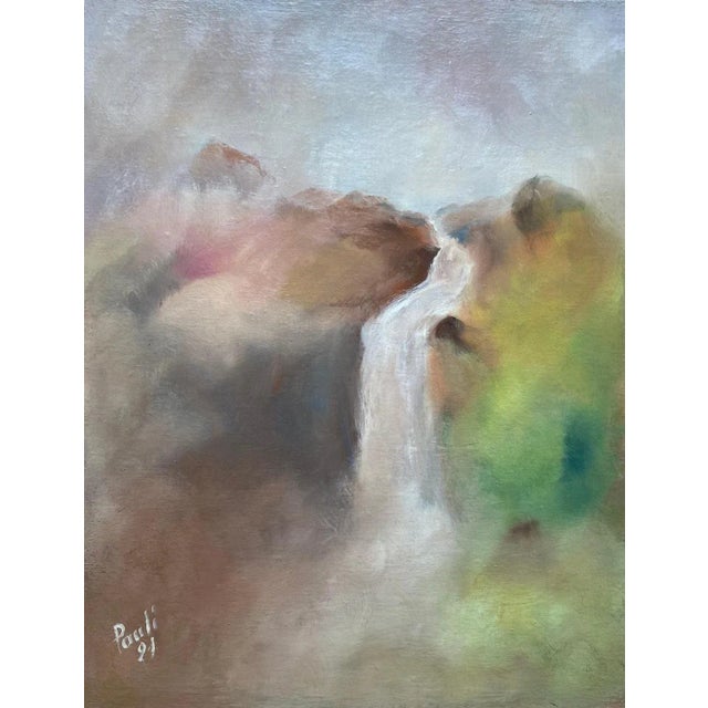 Gilbert Pauli, Pastel Waterfall, Oil on Canvas, 1991 For Sale - Image 8 of 8