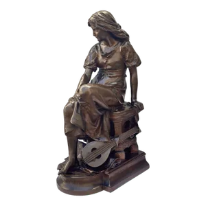 Large "Mignon" Bronze Sculpture by Eugène Aizelin, 1880