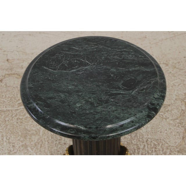 Vintage Louis XVI Style Bronze Marble Top Pedestal Table For Sale - Image 4 of 13