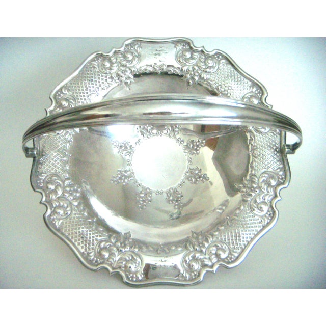 Victorian Antique English Lloyd, Payne & Ariel Reticulated Silver Cake Stand or Basket For Sale - Image 3 of 6
