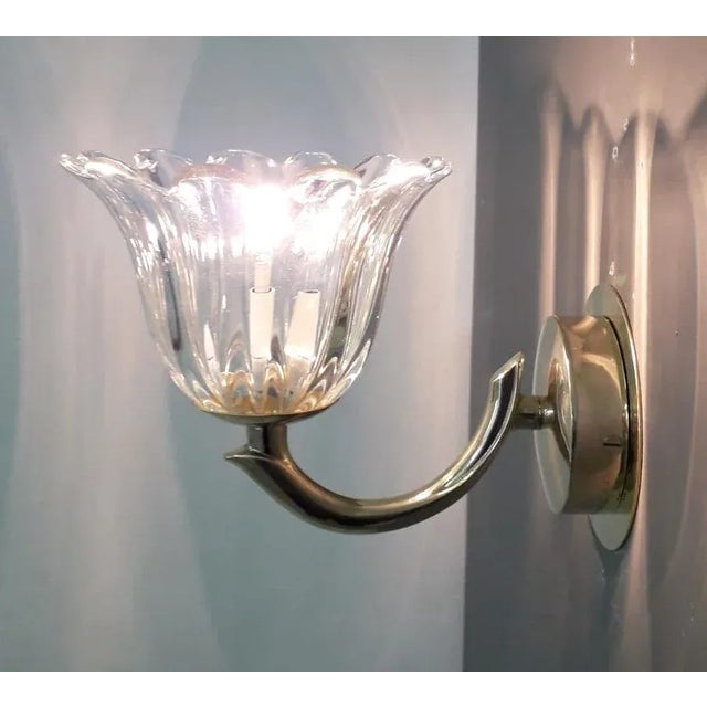 Mid 20th Century Mid 20th Century Cups Sconces by Barovier E Toso - a Pair For Sale - Image 5 of 12