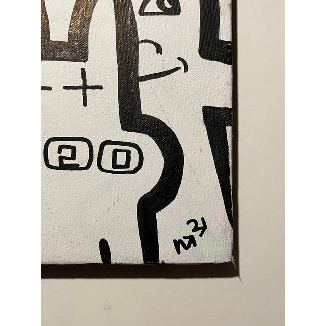 Vintage Black and White CATS Pop Art Graffiti Acrylic on Canvas Signed, Unframed Aprox. dimensions: 30"H x 30"W Good...