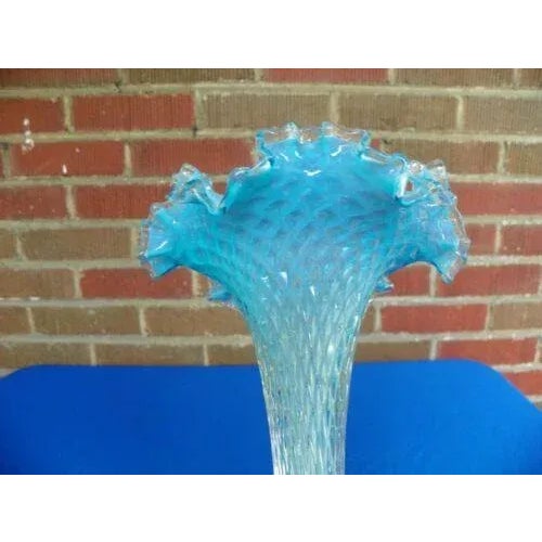 Antique French Diamond Quilted Trumpet Vase For Sale - Image 6 of 8