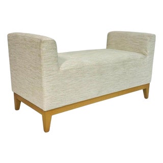 1980s Custom Los Angeles Upholstered Bench With Solid Wood Base For Sale