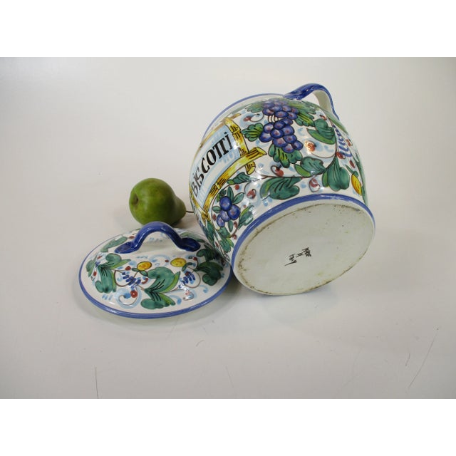 Vintage Ceramic Italian Hand-Painted Biscotti Jar For Sale - Image 6 of 11