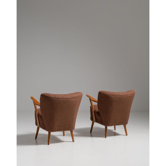 Pair of 1940s Danish Brown Mid-Century Modern Upholstered Armchairs For Sale - Image 12 of 15