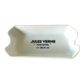 Jules Verne French Restaurant Porcelain Ashtray Tour Eiffel Tower Paris For Sale