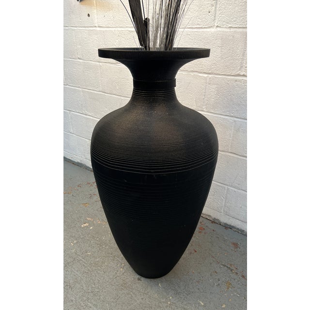 Postmodern Postmodern Black Corrugated Cardboard Floor Vase by Flute, Chicago For Sale - Image 3 of 6