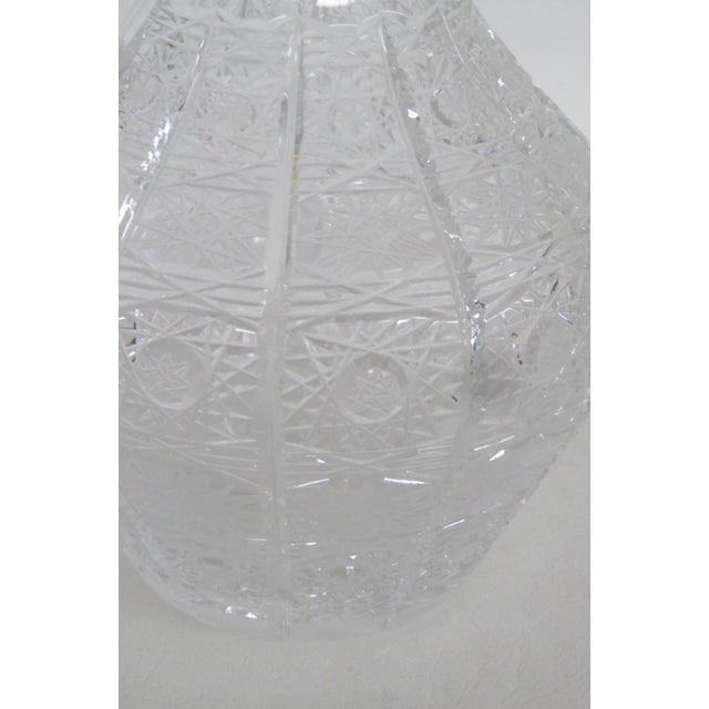 Transparent Mid 20th Century Queen Lace Blown Cut Glass Lead Crystal Pitcher Round Bowl Shape Bohemia For Sale - Image 8 of 18