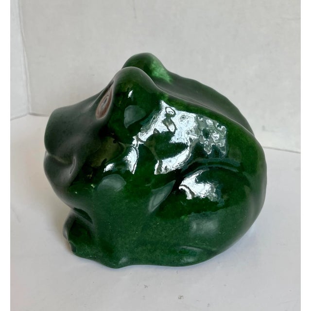 Green California Ceramic Pottery Figurative Frog Spitter For Sale - Image 8 of 10