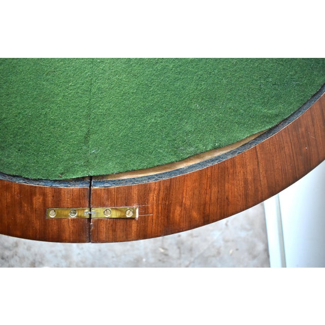 Antique French Louis XVI-Style Marquetry & Ormolu Flip-Top Demilune Card Table For Sale - Image 12 of 13