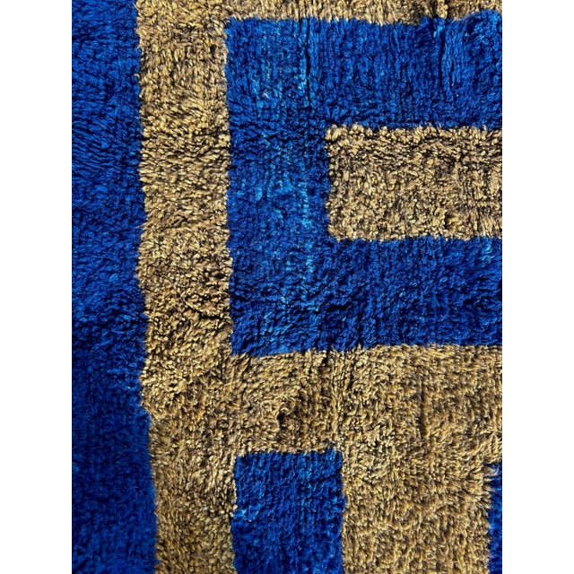 Blue Moroccan Modern Wool Rug, Authentic Moroccan Rug, Berber Carpet, Genuine Wool Rug For Sale - Image 6 of 7