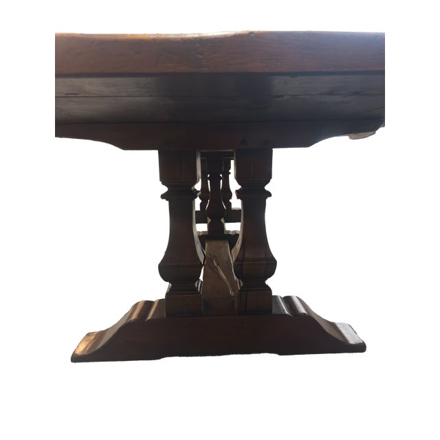 Late 20th Century Late 20th Century Wide Plank Trestle Dining Table For Sale - Image 5 of 6