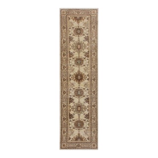 Boho Chic Ziegler Beige/Brown Wool Runner Rug- 2'6'' X 10'1'' For Sale
