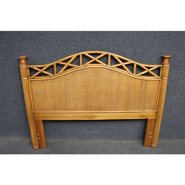 Mid-Century Style Bamboo & Rattan Queen Headboard For Sale - Image 4 of 9