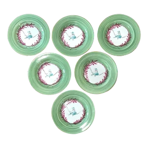 Marie Daage Set/6 Chinoiserie Gilded Plates
