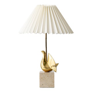 Vintage Brass Bird Table Lamp by Philippe Jean, 1980 For Sale