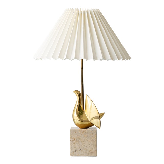 Vintage Brass Bird Table Lamp by Philippe Jean, 1980 For Sale