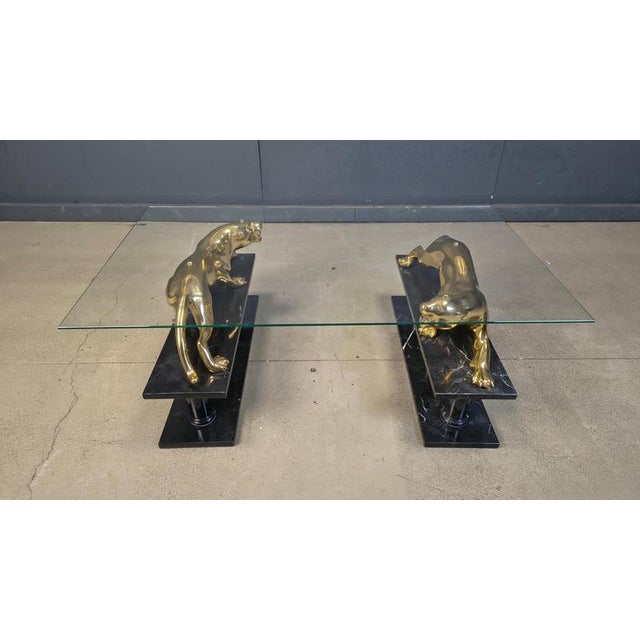 Brass and Marble Jaguar Coffee Table, 1970s For Sale - Image 11 of 12