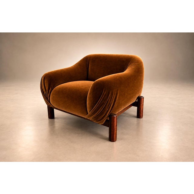 Pair of Brazilian Mid-Century Modern Rosewood Armchairs in Burnished Caramel Mohair by Cimo, 1960s For Sale - Image 18 of 18