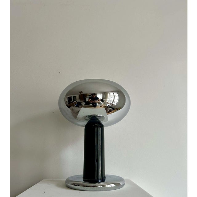 Vintage Italian Table Lamp in Chrome and Black Lacquered Metal, 1960s For Sale - Image 6 of 7