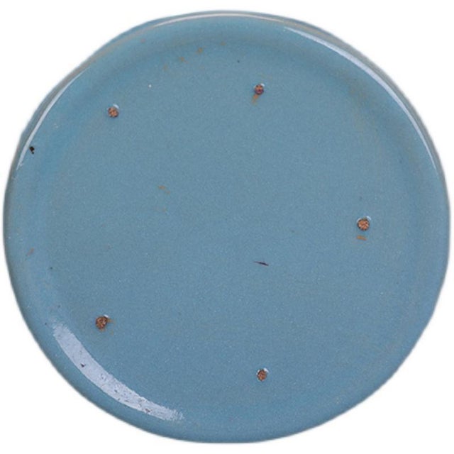 Chinese Vintage Chinese Sky Blue Ru Style Lotus Candlestick, Double Dragon Handle Ceramic Candle Holder For Sale - Image 3 of 5