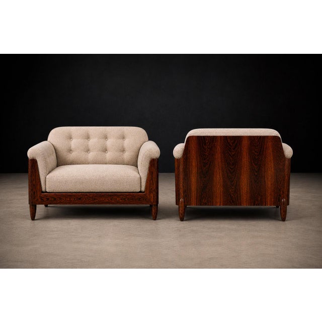 Pair of Brazilian Modern Armchairs in Rosewood & Ivory Mohair, Jd Moveis, 1960s For Sale - Image 10 of 17