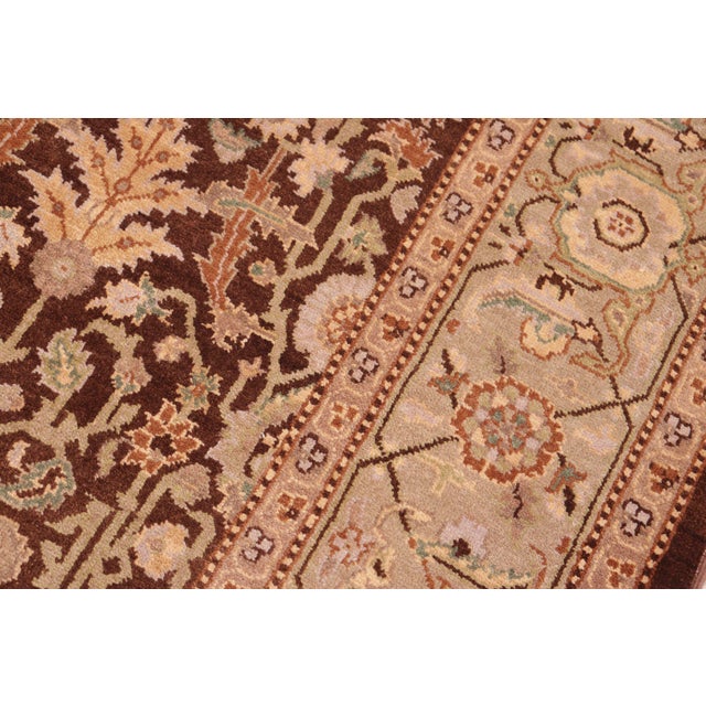 1990s Art Nouveau Brown/Green Wool Rug - 6'1'' X 9'4'' For Sale - Image 5 of 10