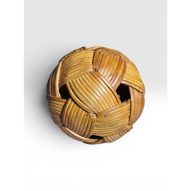 1970s 1970s Handwoven Rattan Decorative Spheres – Set of 3 For Sale - Image 5 of 5