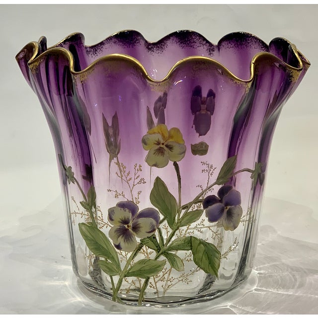 Mont Joye Pansey Art Glass Vase For Sale In New York - Image 6 of 6