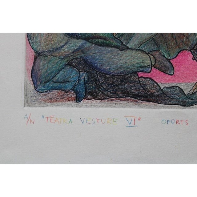 Roman Lapp, Theater History VI, 1992, Etching & Colored Pencil For Sale - Image 8 of 9