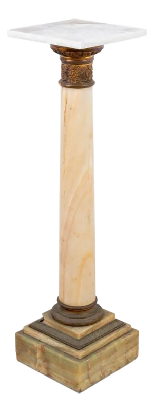 French Gilt Metal Mounted Alabaster Pedestal