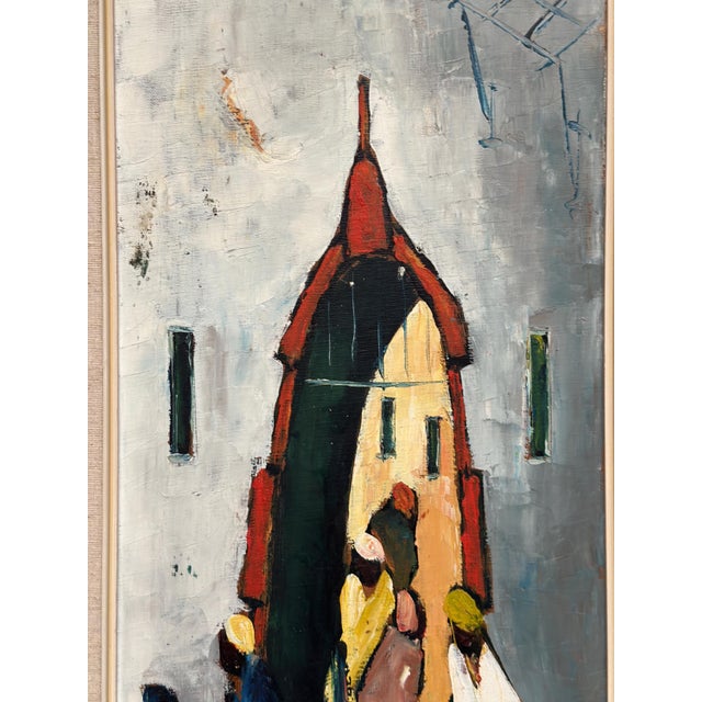 Jörgen Bruun, Villagers, 1960s, Oil Painting on Panel, Framed For Sale - Image 5 of 12
