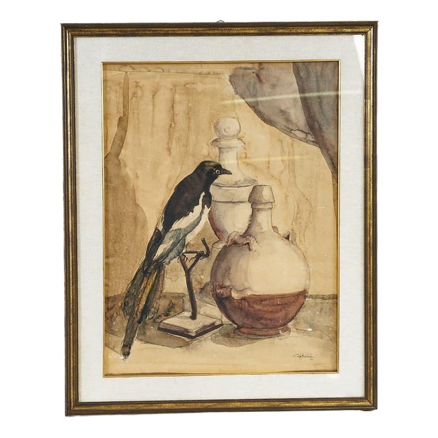 Mantovani, Magpie, 1973, Watercolor For Sale