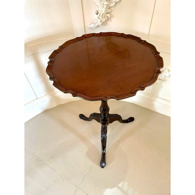 Antique Edwardian Carved Mahogany Lamp Table For Sale - Image 4 of 8